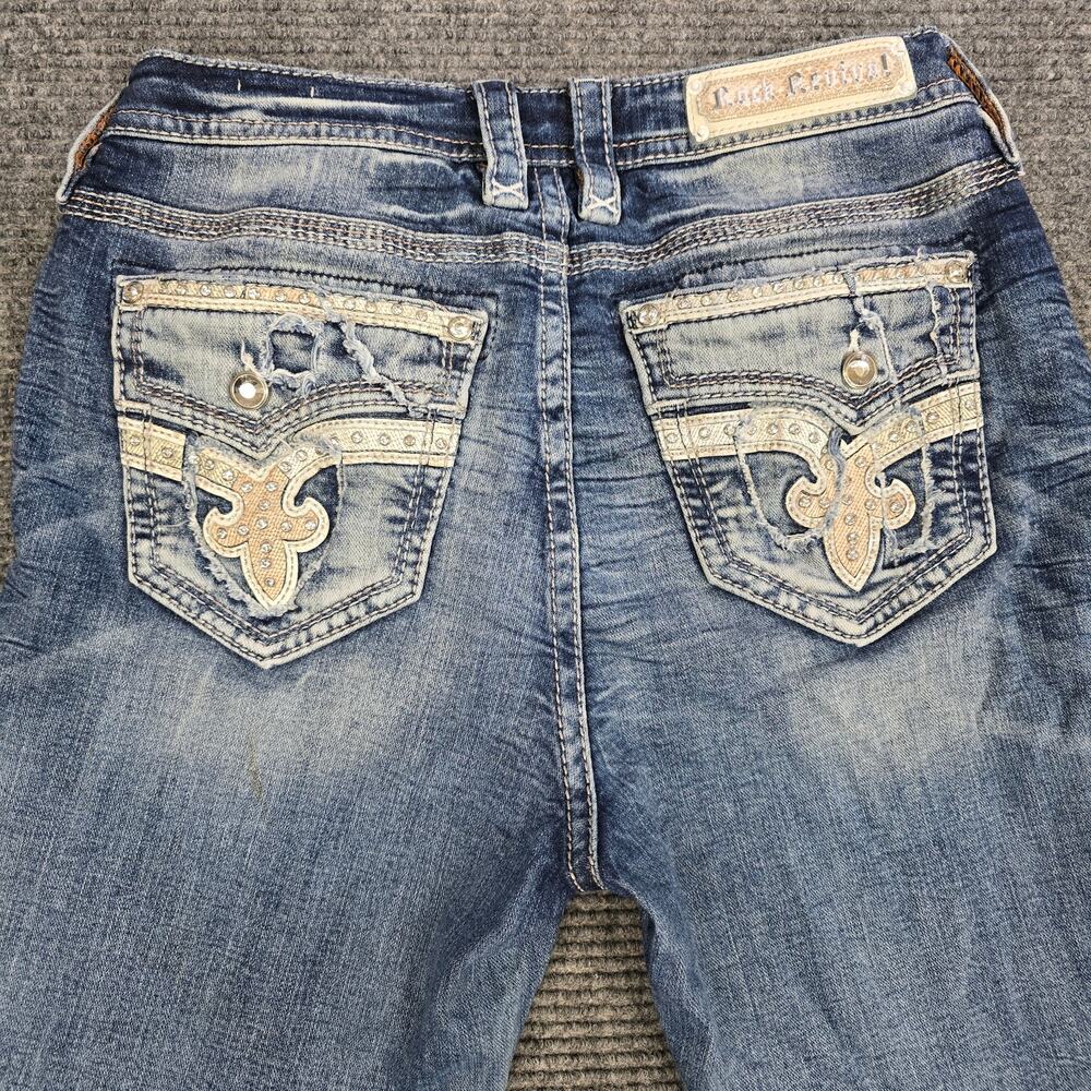 Rock Revival Jeans Womens Arjean 32x25 Blue Easy Ankle Skinny Distressed - Picture 5 of 9